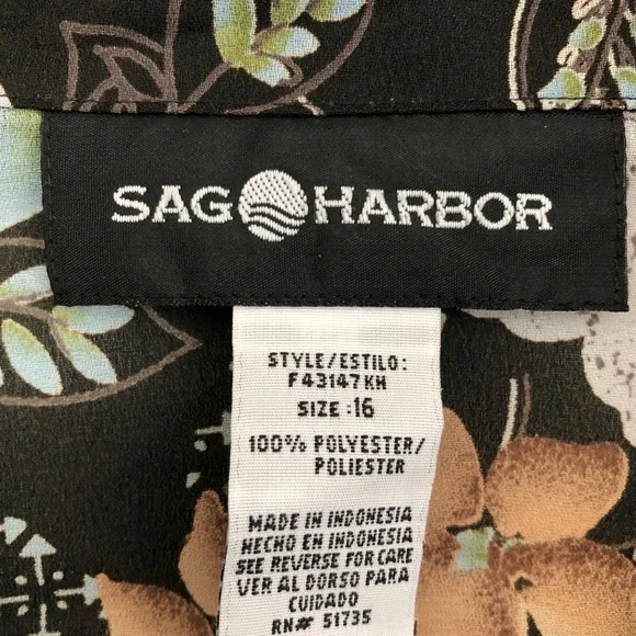 Sag Harbor Floral Button Down Blouse with Ruffle Sleeve, Size 16 - Picture 9 of 10